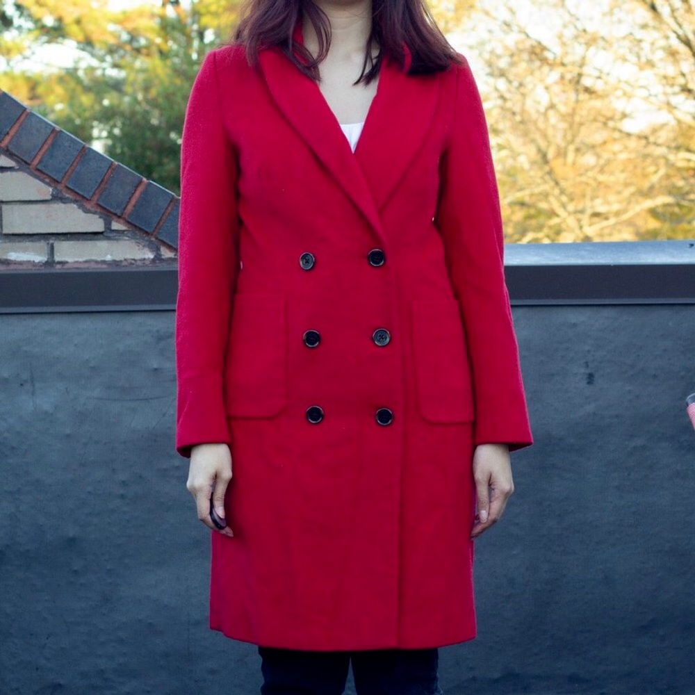 A Loves A Red Double Breasted Pea Coat Size S